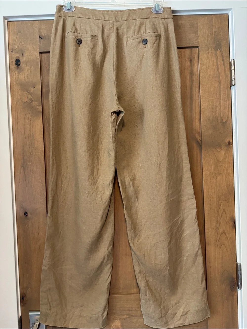 Banana Republic High Rise Linen Wide Leg Pleated Trouser Pants Womens 10L Tan